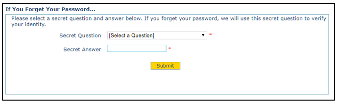 choose and answer a security question